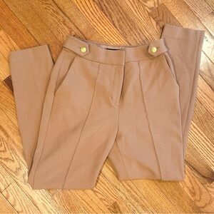 Express Tan Women's Trousers Pants with Gold Accents | Size 6R